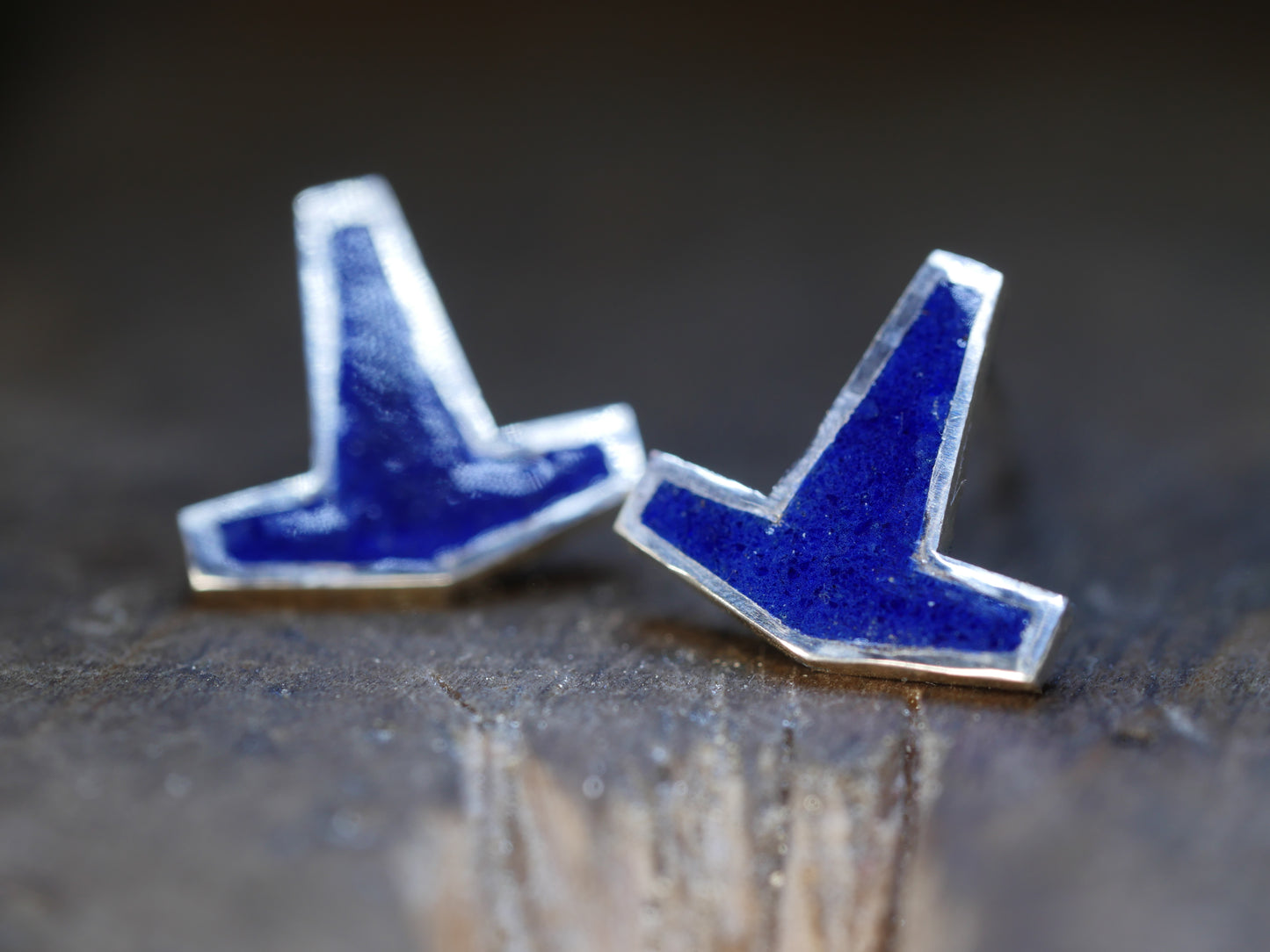Blue enamel Mjolnir earrings