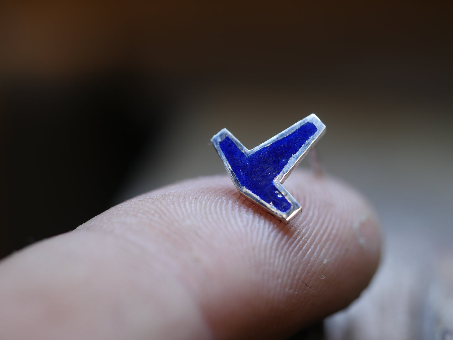 Blue enamel Mjolnir earrings